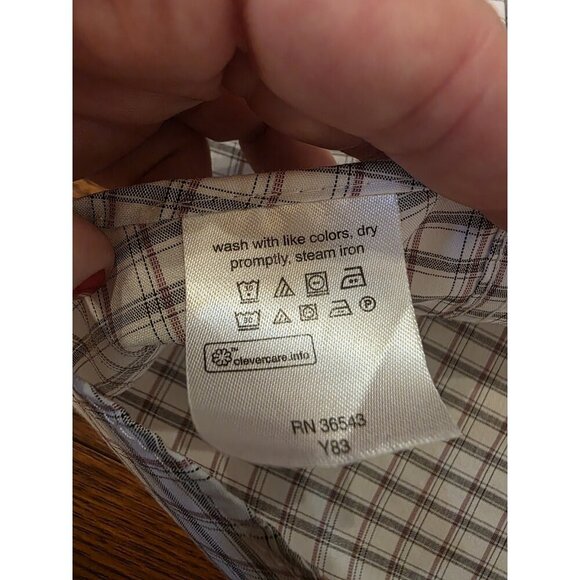 Calvin Klein Mens XL 17-17.5 (34/35) Regular Fit Stretch Wrinkle Free Plaid Gray - Picture 10 of 11